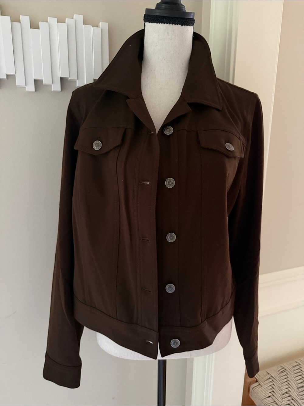 Rafaella Brown Utility Jacket Size 12 Stretch Safari Jean Jacket Style